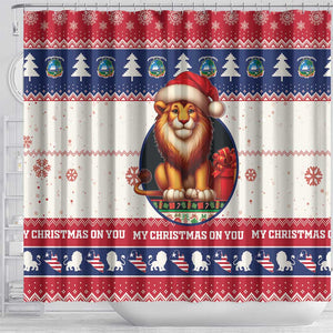 Liberia Christmas Shower Curtain African Lion Santa