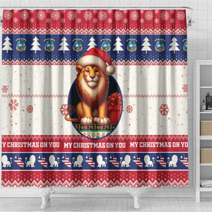 Liberia Christmas Shower Curtain African Lion Santa