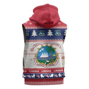 Liberia Christmas Sleeveless Hoodie African Lion Santa - African Pride