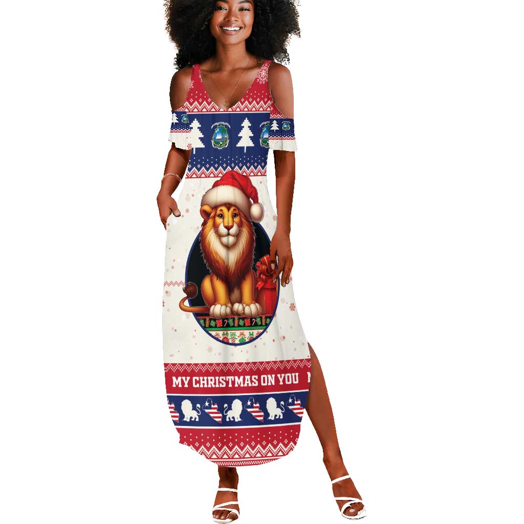 Liberia Christmas Summer Maxi Dress African Lion Santa