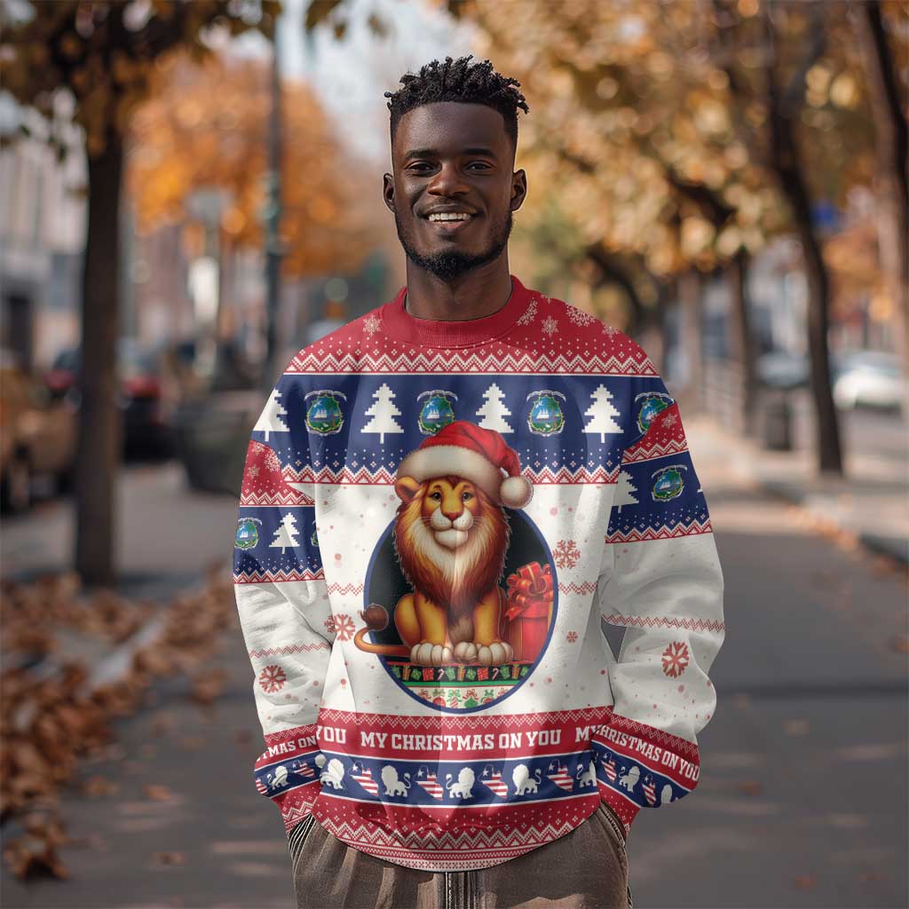 Liberia Christmas Sweatshirt African Lion Santa