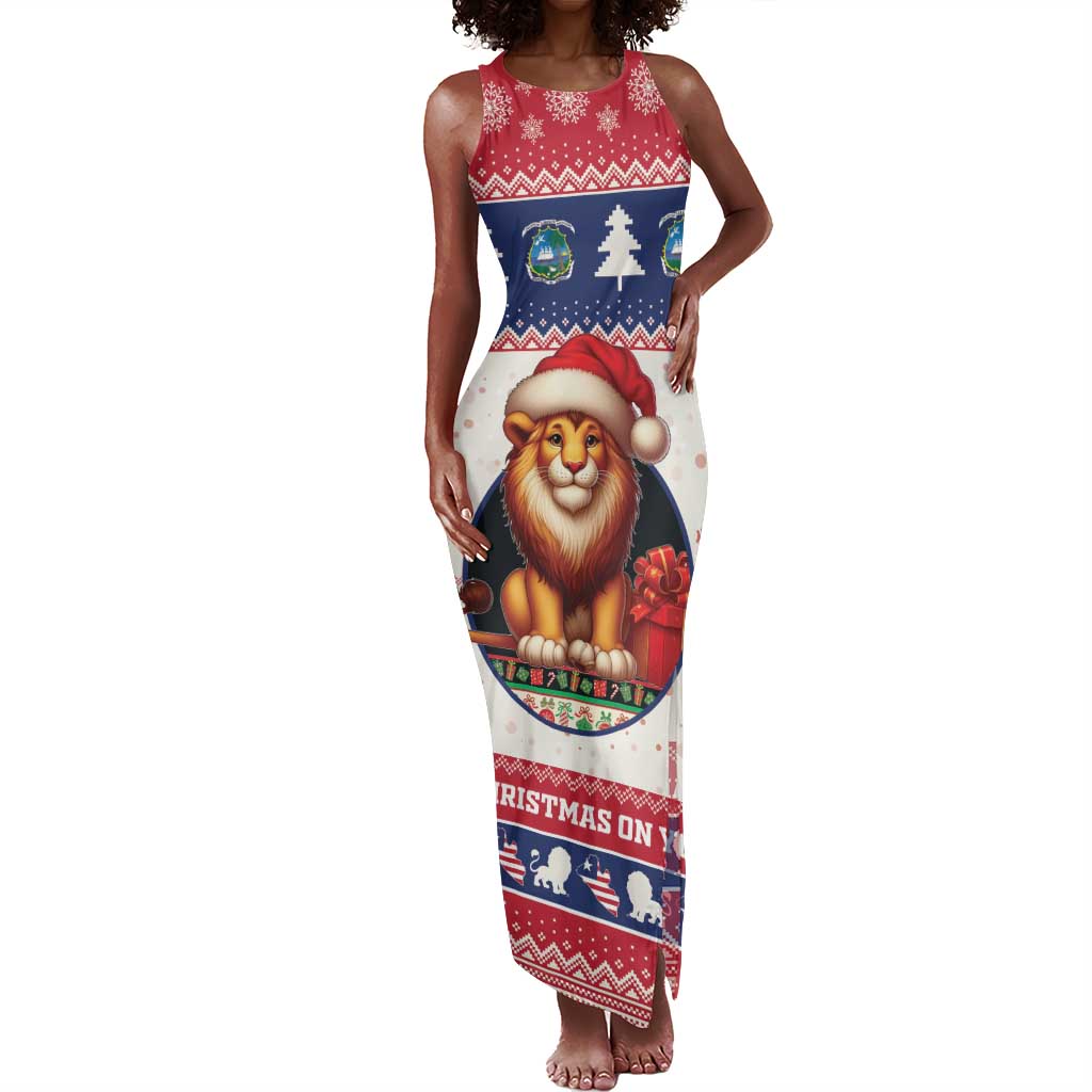 Liberia Christmas Tank Maxi Dress African Lion Santa