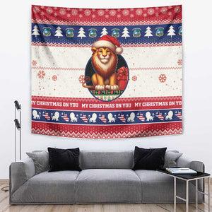 Liberia Christmas Tapestry African Lion Santa