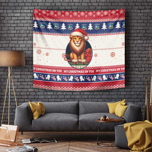 Liberia Christmas Tapestry African Lion Santa