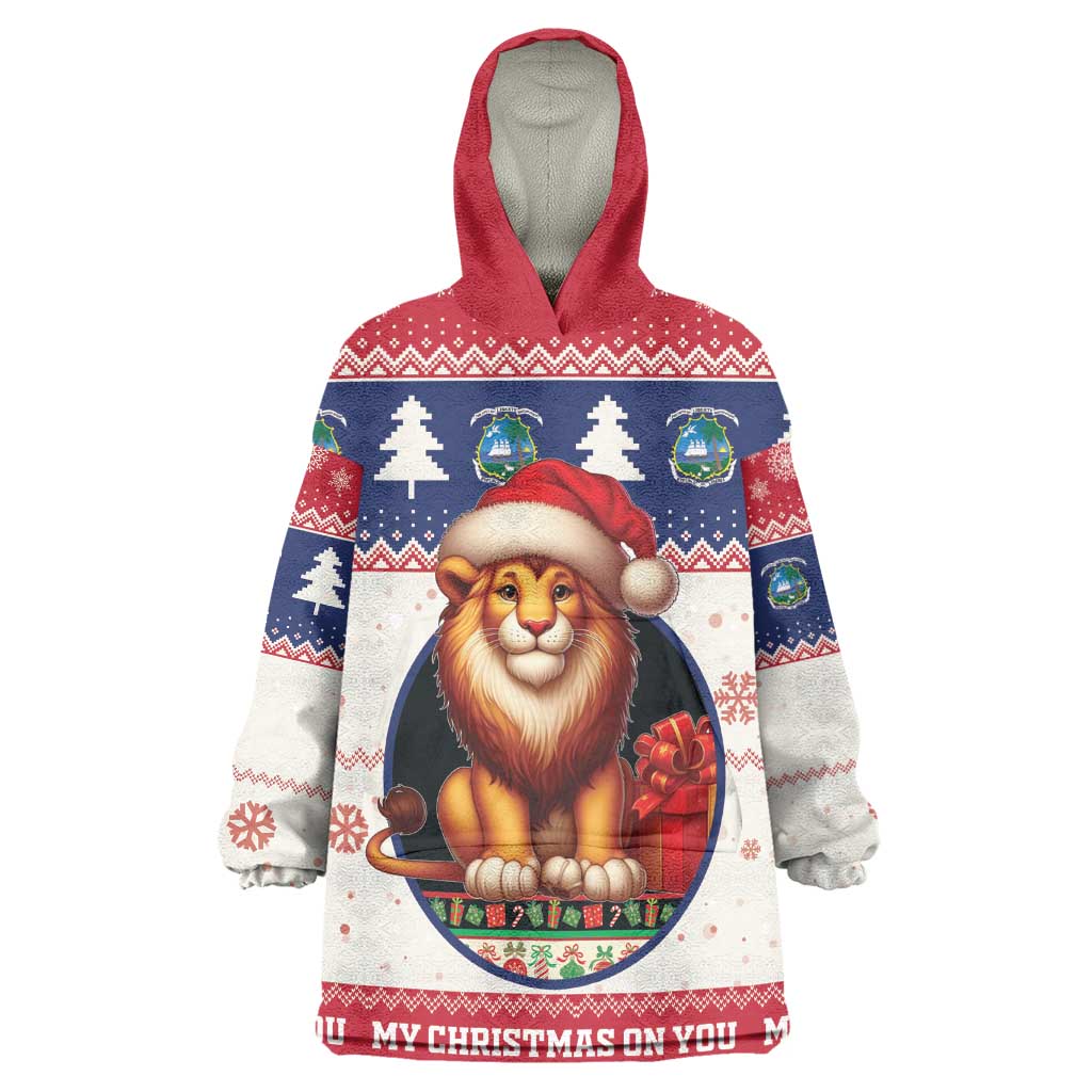 Liberia Christmas Wearable Blanket Hoodie African Lion Santa