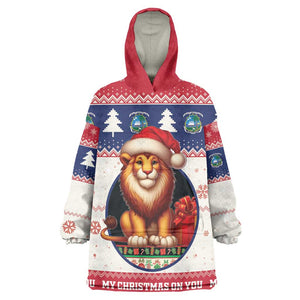 Liberia Christmas Wearable Blanket Hoodie African Lion Santa