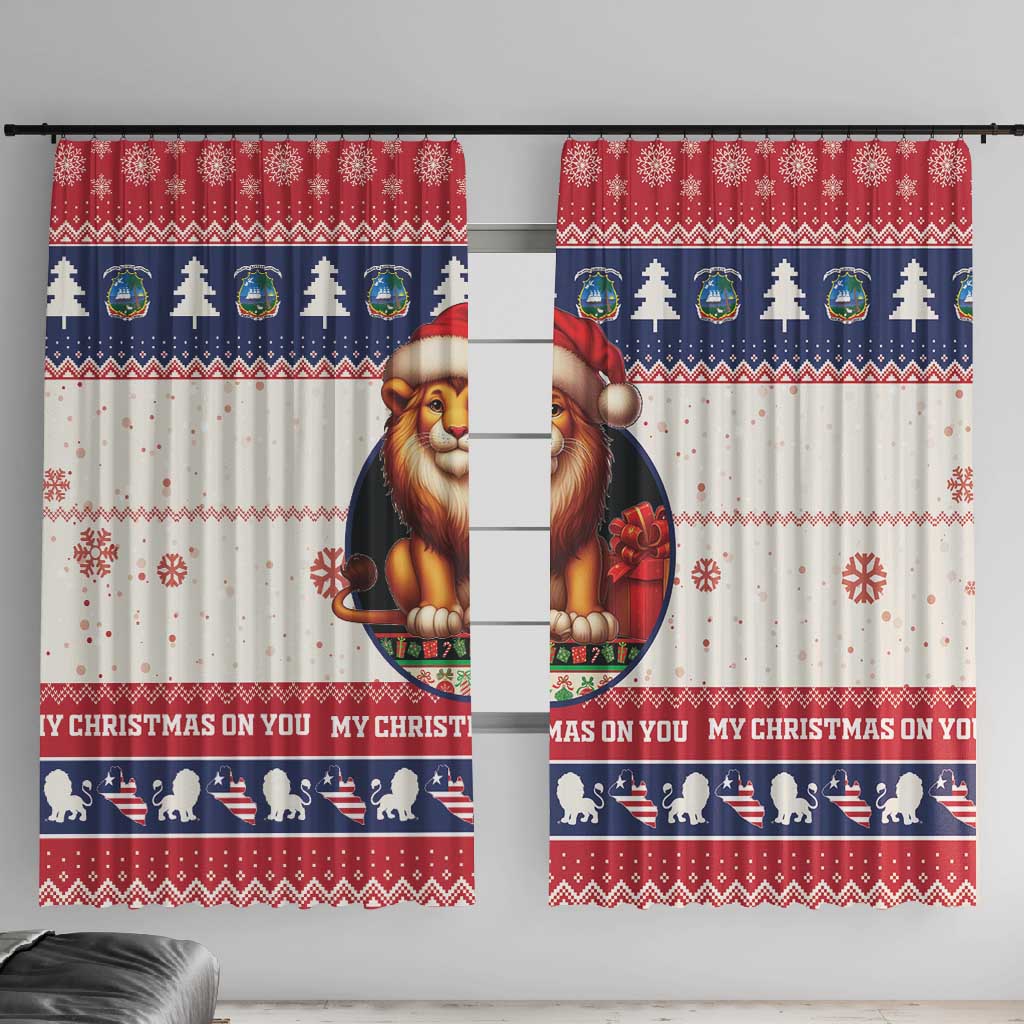 Liberia Christmas Window Curtain African Lion Santa