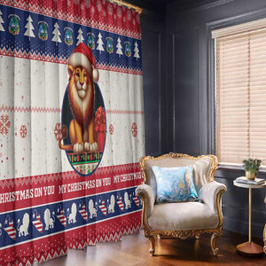 Liberia Christmas Window Curtain African Lion Santa