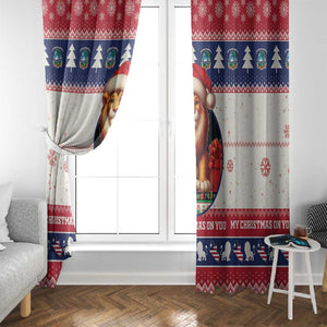 Liberia Christmas Window Curtain African Lion Santa