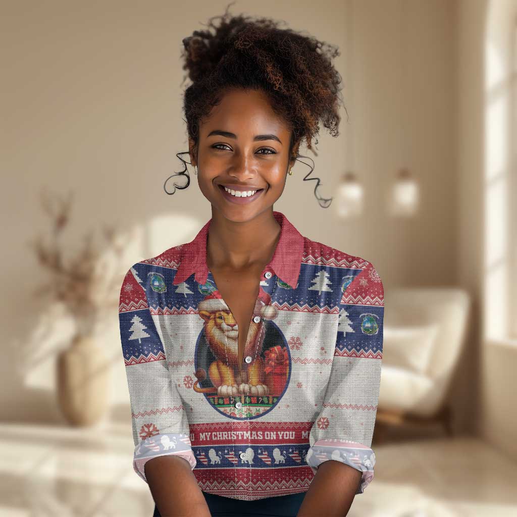 Liberia Christmas Women Casual Shirt African Lion Santa LT15