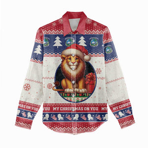 Liberia Christmas Women Casual Shirt African Lion Santa