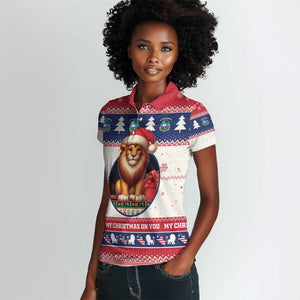 Liberia Christmas Women Polo Shirt African Lion Santa