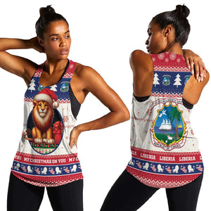 Liberia Christmas Women Racerback Tank African Lion Santa