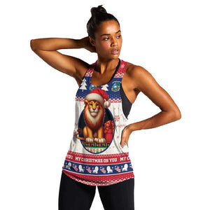 Liberia Christmas Women Racerback Tank African Lion Santa