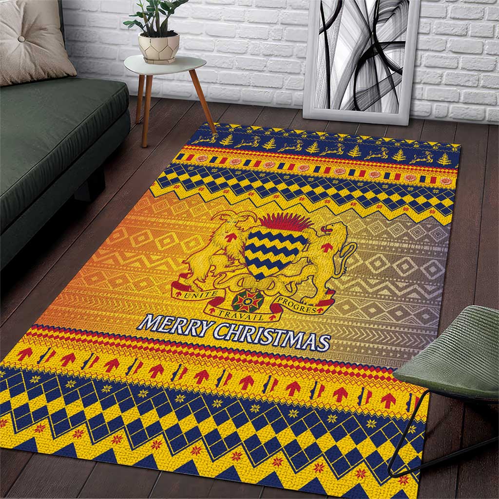 Afro Chad Christmas Area Rug Coat Of Arms With African Pattern