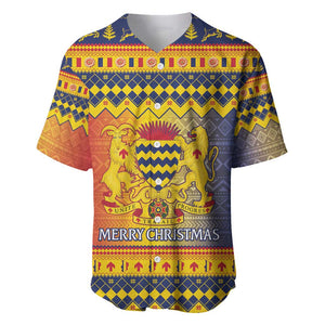 Afro Chad Christmas Baseball Jersey Coat Of Arms With African Pattern