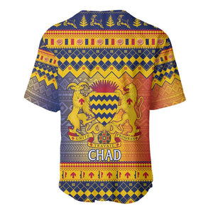 Afro Chad Christmas Baseball Jersey Coat Of Arms With African Pattern