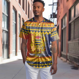 Afro Chad Christmas Baseball Jersey Coat Of Arms With African Pattern