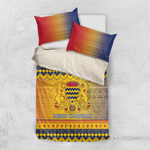 Afro Chad Christmas Bedding Set Coat Of Arms With African Pattern