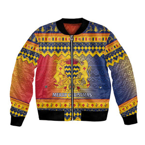 Afro Chad Christmas Bomber Jacket Coat Of Arms With African Pattern