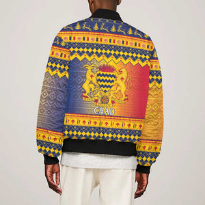 Afro Chad Christmas Bomber Jacket Coat Of Arms With African Pattern