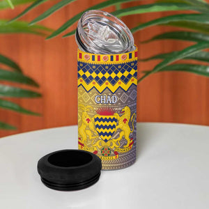 Afro Chad Christmas 4 in 1 Can Cooler Tumbler Coat Of Arms With African Pattern