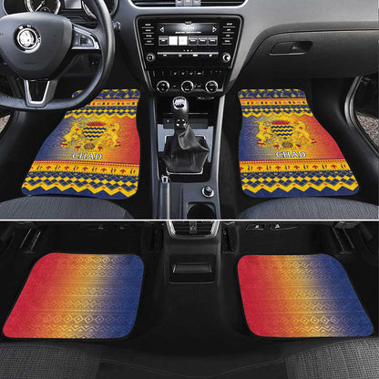 Afro Chad Christmas Car Mats Coat Of Arms With African Pattern