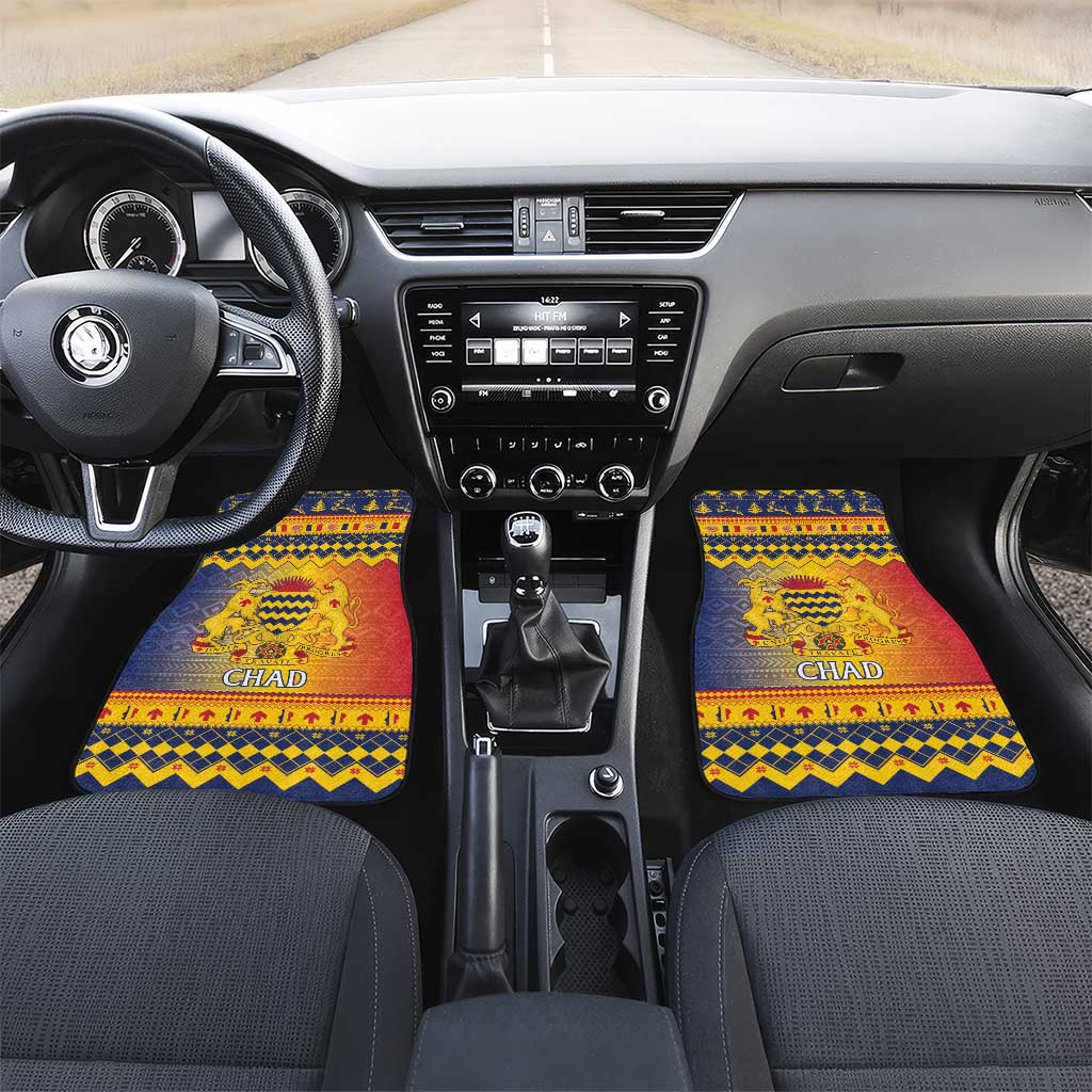 Afro Chad Christmas Car Mats Coat Of Arms With African Pattern