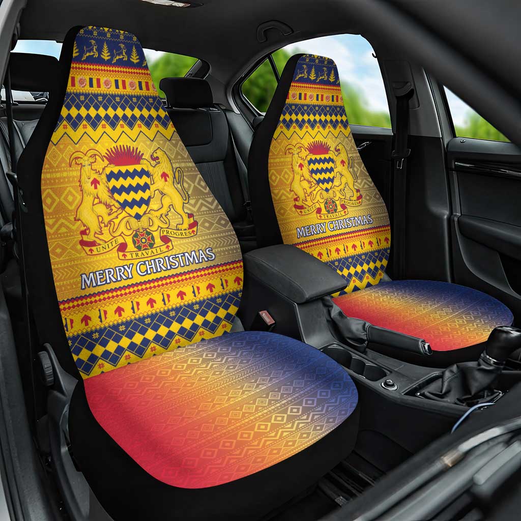 Afro Chad Christmas Car Seat Cover Coat Of Arms With African Pattern