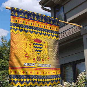 Afro Chad Christmas Garden Flag Coat Of Arms With African Pattern