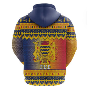 Afro Chad Christmas Hoodie Coat Of Arms With African Pattern