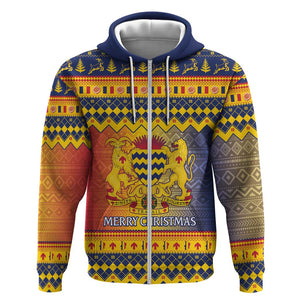 Afro Chad Christmas Hoodie Coat Of Arms With African Pattern