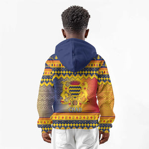 Afro Chad Christmas Kid Hoodie Coat Of Arms With African Pattern