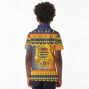 Afro Chad Christmas Kid Polo Shirt Coat Of Arms With African Pattern