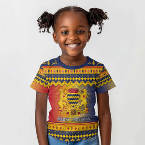 Afro Chad Christmas Kid T shirt Coat Of Arms With African Pattern