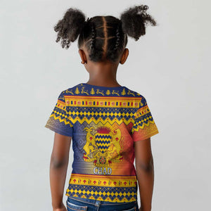 Afro Chad Christmas Kid T shirt Coat Of Arms With African Pattern