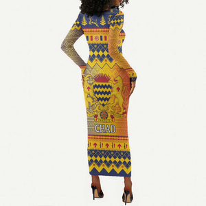 Afro Chad Christmas Long Sleeve Bodycon Dress Coat Of Arms With African Pattern