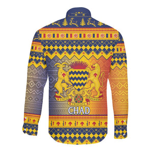 Afro Chad Christmas Long Sleeve Button Shirt Coat Of Arms With African Pattern