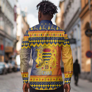 Afro Chad Christmas Long Sleeve Button Shirt Coat Of Arms With African Pattern