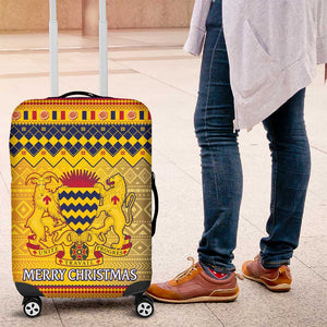 Afro Chad Christmas Luggage Cover Coat Of Arms With African Pattern