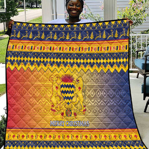 Afro Chad Christmas Quilt Coat Of Arms With African Pattern