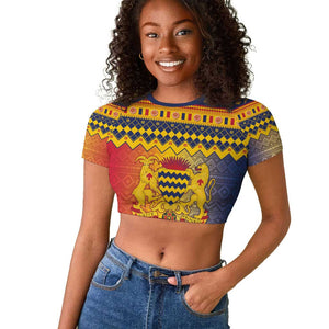 Afro Chad Christmas Raglan Cropped T shirt Coat Of Arms With African Pattern