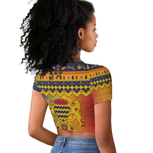 Afro Chad Christmas Raglan Cropped T shirt Coat Of Arms With African Pattern