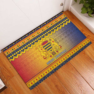 Afro Chad Christmas Rubber Doormat Coat Of Arms With African Pattern