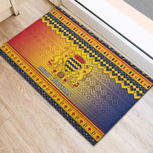 Afro Chad Christmas Rubber Doormat Coat Of Arms With African Pattern