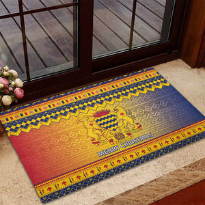 Afro Chad Christmas Rubber Doormat Coat Of Arms With African Pattern