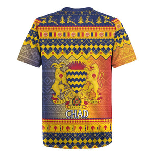 Afro Chad Christmas Rugby Jersey Coat Of Arms With African Pattern