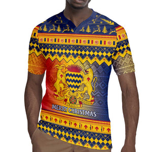 Afro Chad Christmas Rugby Jersey Coat Of Arms With African Pattern