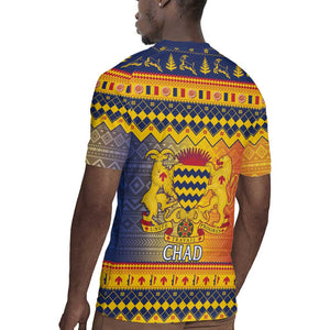 Afro Chad Christmas Rugby Jersey Coat Of Arms With African Pattern