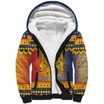 Afro Chad Christmas Sherpa Hoodie Coat Of Arms With African Pattern
